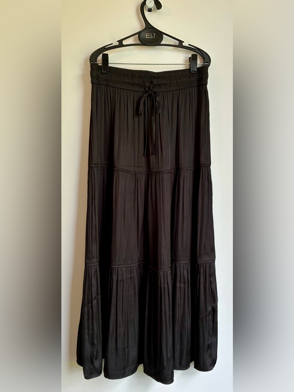 Joie Black Tiered Drawstring Maxi Skirt